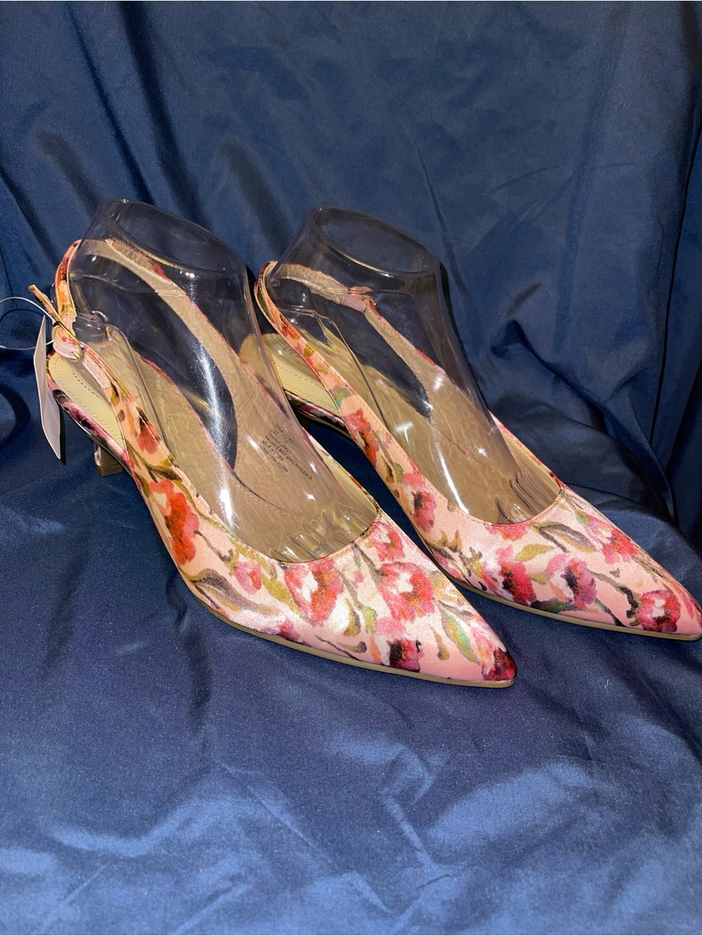 Liz Claiborne Pink Floral Pointed-Toe Slingback Heels